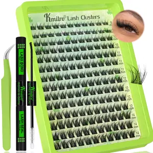 Aura Lash Clusters Kit 8-14mm C Curl - Wispy & Natural DIY Eyelash Extension Kit with Fluff Tail Design for Bedhead Effect 154pcs Individual Fake Lashes Kit 0.05mm Ultra-Thin Black Band, by Kmilro