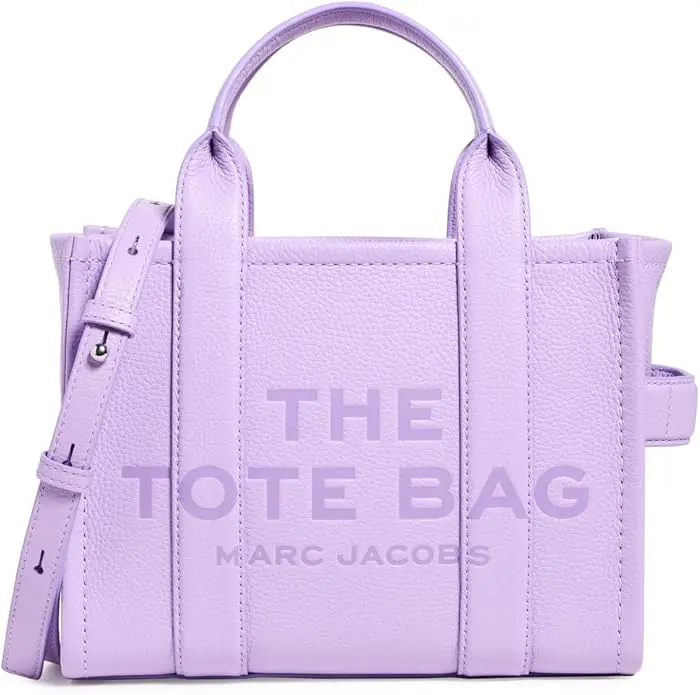 Women's Leather Small Tote Bag by Marc Jacobs - Wisteria, Adjustable Strap, Card Slot, Debossed Logo, Dustbag, Style H009L01SP21-545