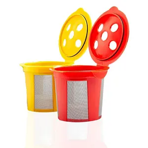DeliBru Reusable K Cups for Keurig Supreme and K Supreme Plus Coffee Pods - Pack of 2 [Red & Yellow] - Refillable Kcup for Keurig Supreme Coffee Maker