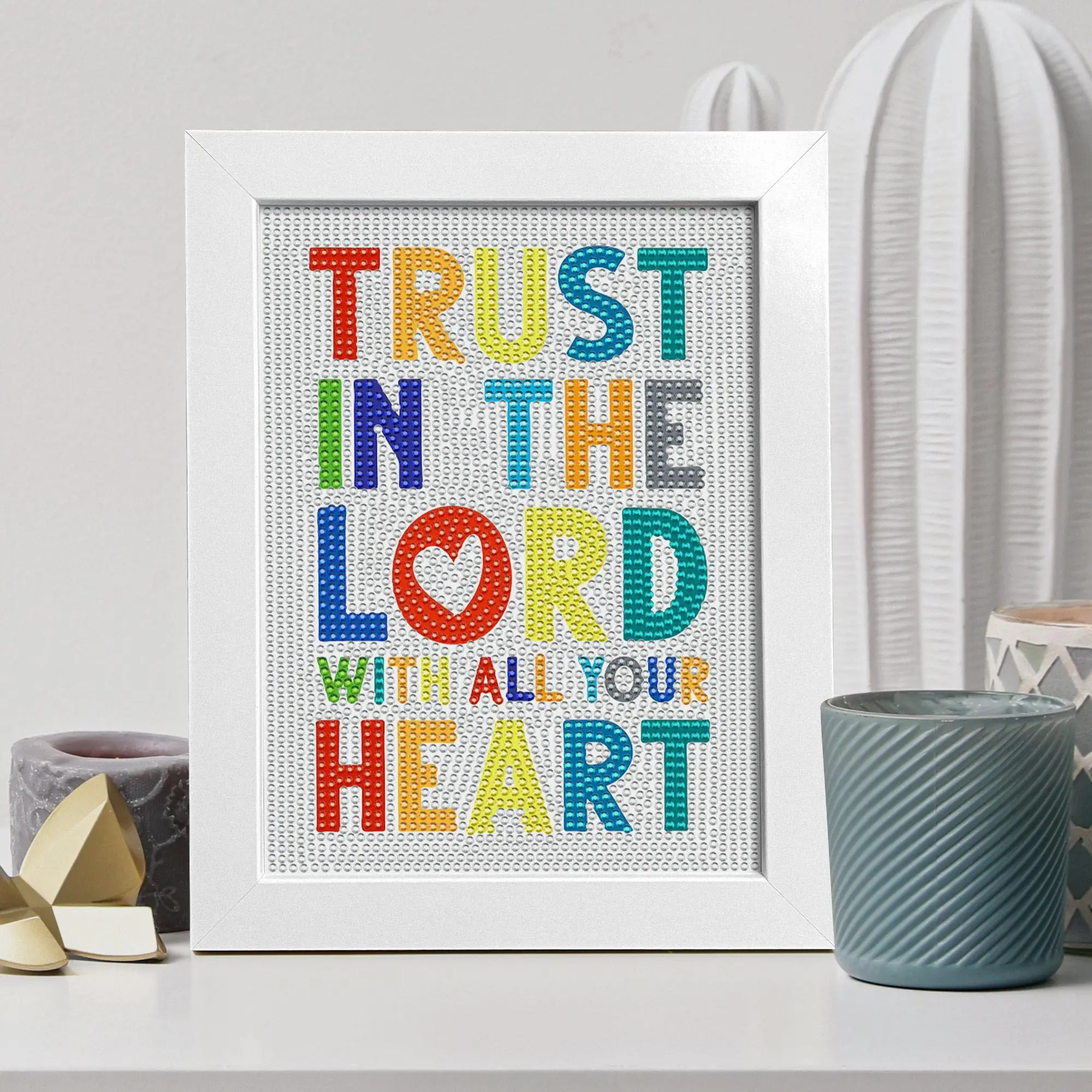 Trust in the Lord with All Your Heart, Bible Verse, Home Decor, Diamond Painting Kit, Inspirational Religious, Wall Decor, DIY Diamond Art, Diamond Art Frame, Handmade Craft, Best Gift, Birthday Gift, Wall Art for Home Living Room Bedroom
