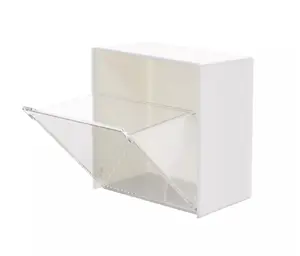 TIKA 1-Pack Wall-Mounted Clear Acrylic Cotton Swab Dispenser - Clamshell Design Storage Box with Self-Adhesive
