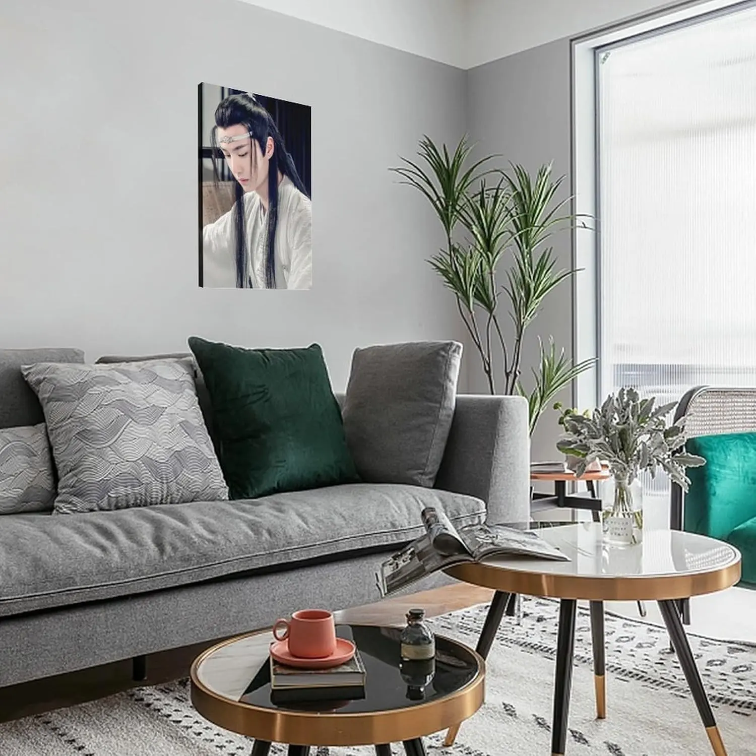 Wang Yibo Artistic Portrait Canvas Poster with Handmade Frame, 20x30in (50x75cm) Wall Decor, Home Decoration for Bedroom & Living Room, Ideal for Wang Yibo Fans