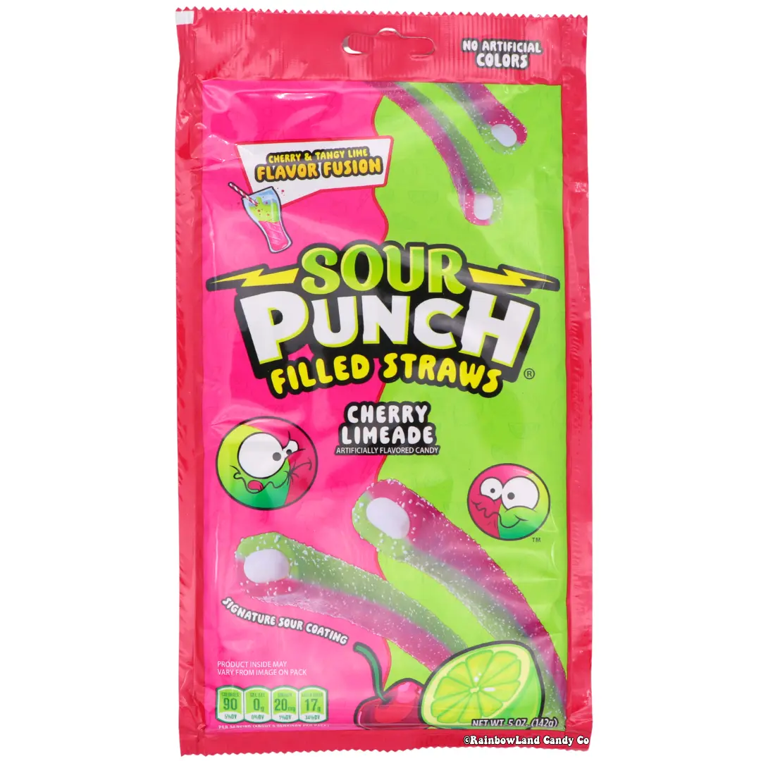 Sour Punch Filled Straws Cherry Limeade | Sour Candy Rope