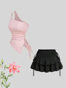 Classic Fashion Trendy Women's Versatile Fitted Short Skirt Set, Stylish Casual Wear, Perfect for Daily, Comfortable and Chic Design