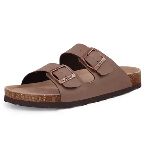 KIDMI Women Men Flat Sandals Cork Footbed Sandals With Support Arch Summer Beach Sandals Vacation Nonslip Men Sandals With Adjustable Buckle Straps Open Toe Slides Wtih Double Buckle Size 6-14