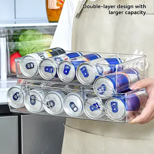 Commercial-Grade Fridge Soda Dispenser - Stackable Can Rack w/ Anti-Slip Lids, Barista-Style Beverage Organization for Energy Drinks & Craft Beer