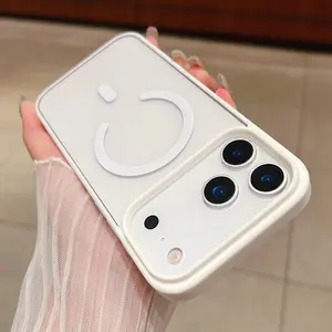 Transparent Magnetic Phone Case For iPhone 17Pro Max 16 15 14Plus 13 12 11Pro Max 17Air X Xs Max  MagSafe Slim Clear Phone Case  Magnetic, Classic Hybrid Design, Transparent, Pink,Shock Protection