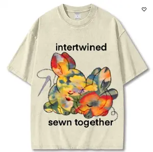 Intertwined Sewn Together Unisex Vintage Washed Tee, Fashion Cotton, Full Colors, Full Sizes, For Men, For Women.