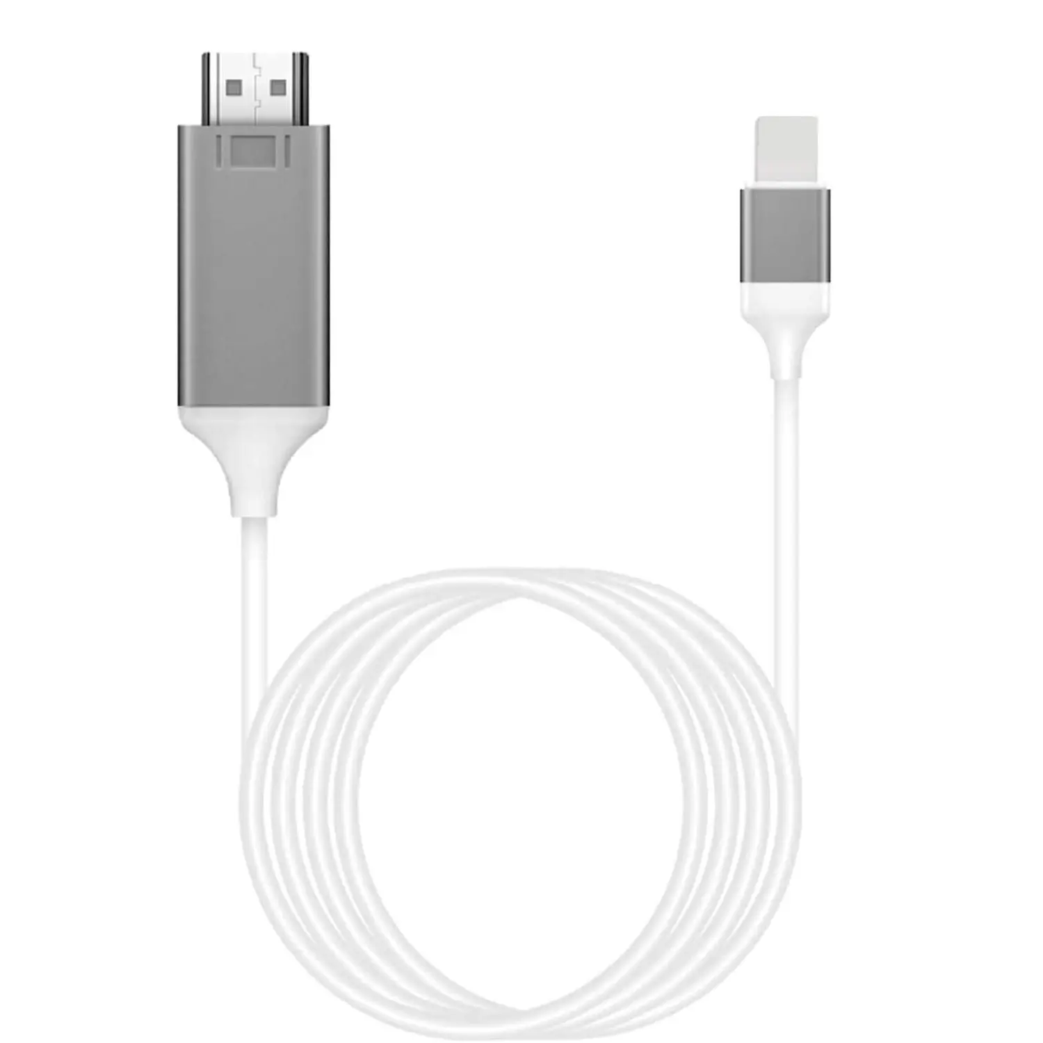 Lightning to HDMI Cable Compatible with iPhone Digital AV Adapter Supports 1080p HD video synchronisation Screen connector iPhone to HDMI interface Suitable for televisions, projectors and monitors 6.6 feet (approx. 2 metres) Black and white
