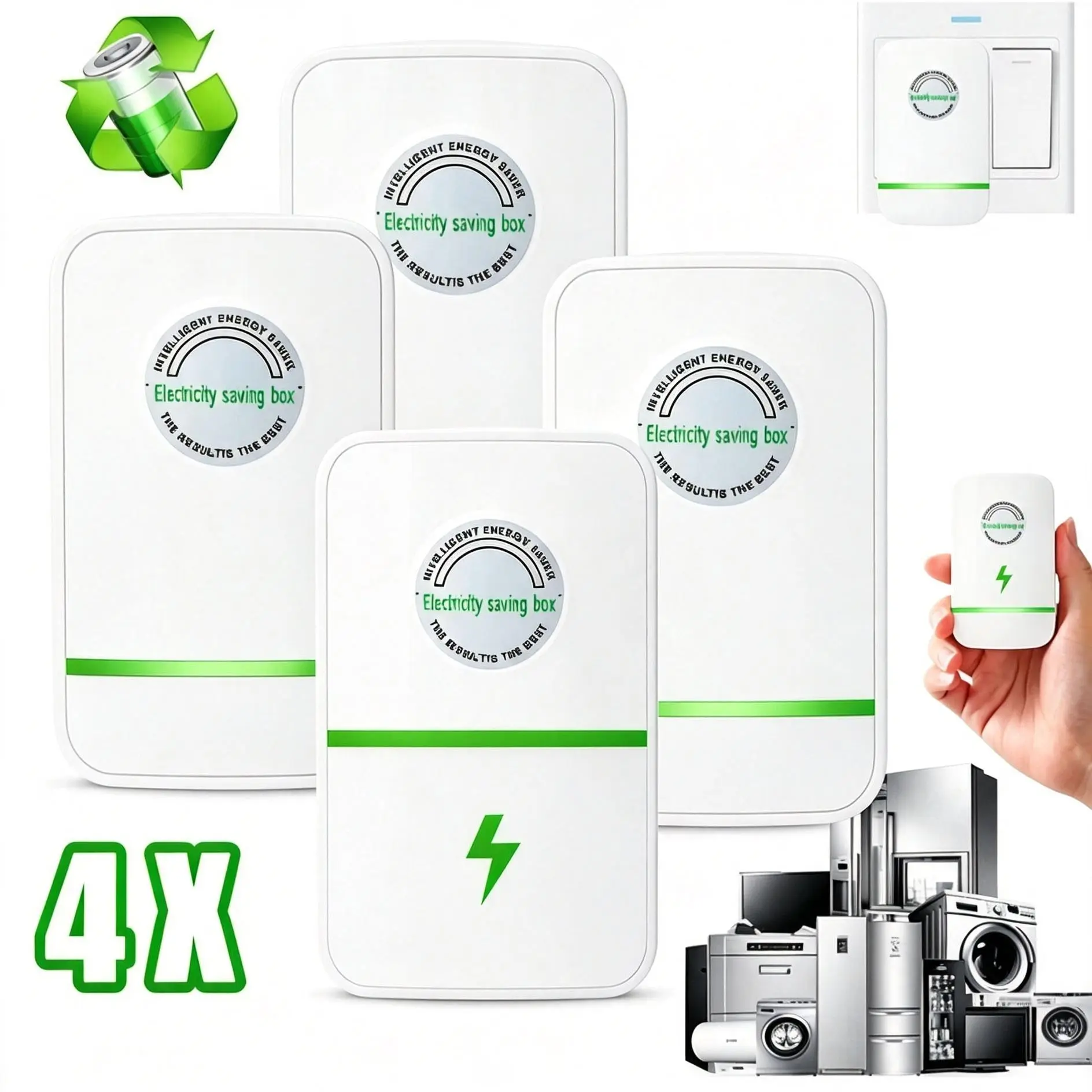 2/4PCS 2026 Updated Stop W Energy Saver Plug, Compact Smart Power Factor Stabilizer Plug-In Box, Surge Protector, Flame Retardant, 90-250V Universal Indoor Tool for Home & Office Appliances, Sports & Outdoor Accessories Compatible, 90-250V Range