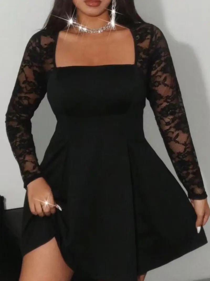 long sleeve midi formal dress Evening Dresses Women Long Sleeve Square Neck Modest Ankle Length Formal  Gowns fg5783