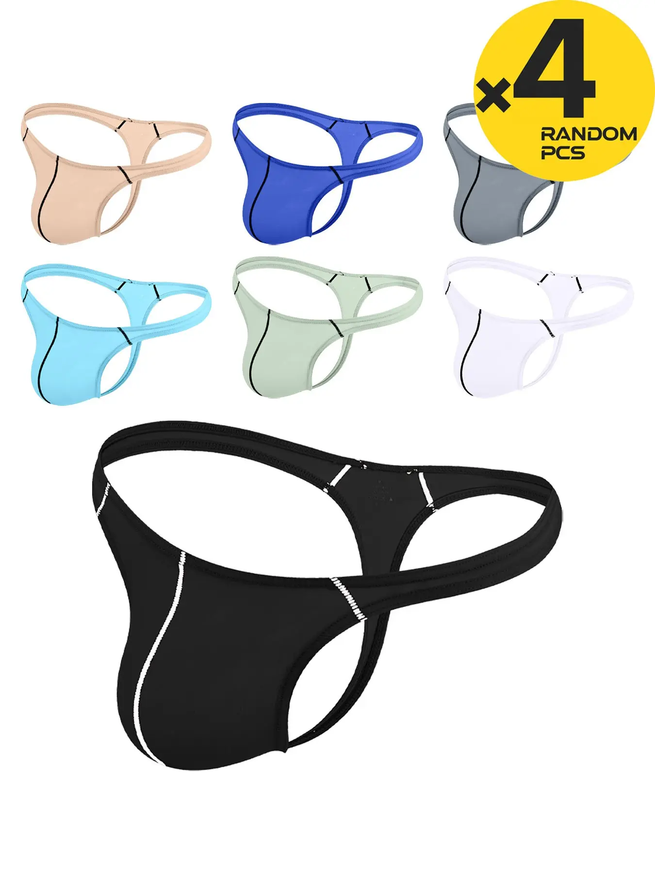 Men's New Style Briefs, 2-4 Pcs Random Color, Ultra-Thin Breathable One-Piece, Comfortable Skin-Friendly, Solid Color Thong Underwear
