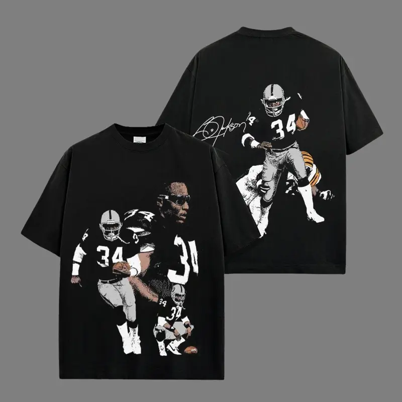 🎉 [100% cotton] Game Day Outfit Bo Jackson 34 Acid Washed Lightweight 100% Cotton T-Shirt, The Bo Knows Shirt, The Raiders  Shirt, Sunday Football Shirt, Game Day Shirt