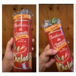 Budweiser and Clamato Chelada with ice topper Bottle Tumbler Water Bottles Stainless Steel Drinkware