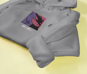 Gengar Embroidered Unisex Hoodie Fan Poke Gift for Christmas Halloween Birthday HD0004 Cotton Menswear