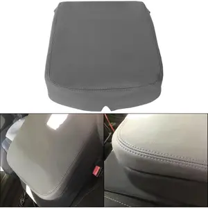 Armrest Center Console Lid Compatible with 2002-2008 Dodge Ram 1500 2500 3500 Center Cover Skin Slate Artificial Leather Gray Truck Cushion Protector Car Seat Protectors