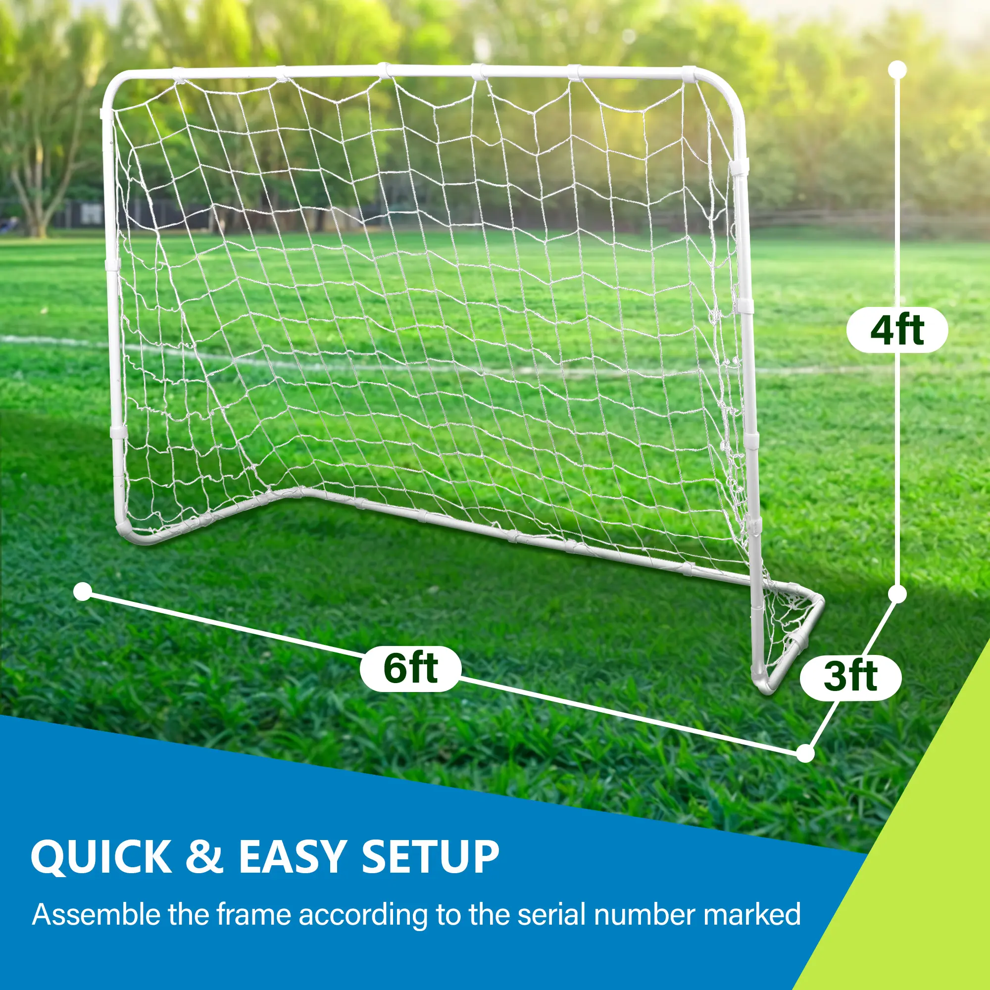 Zeny 6x4 ft Kid Soccer Goal - 1" Steel Frame, PE Net, Portable Football Goals, Weather-Resistant, Easy Setup, Added Stability, Backyard Practice Football Equipment for Children, Footballequipment, 6X4 Ft Field Size