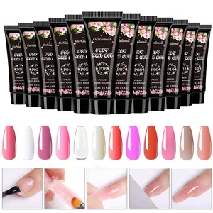 Osnailmall 12 Colors Poly Gel Polish Set for Nail Extension, Clear UV PolyGel Nail Design, Nail Gel Art, Crystal Quick Builder for Manicure