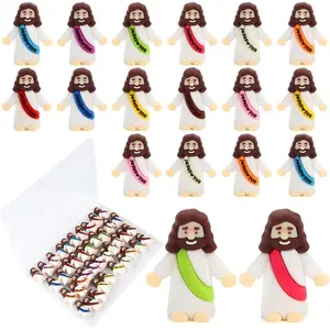 40 Pcs Mini Jesus Figurines in Bulk, Little Jesus Loves You Figures to Hide Tiny Action Figure for Crafts Pocket Seek Religious Gifts Christmas Stuffers Fillers Sunday School Baptism Christ Savior