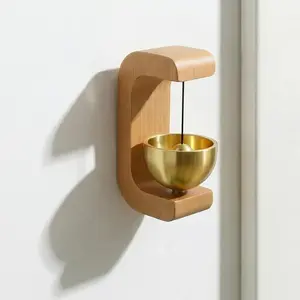 Wooden Wind Chime - Wireless Brass Doorbell With Magnetic Mount, Easy Installation For Home And Commercial, Door And Wall Decorative Hanging Chime Also Comes With Adhesive Stickers Suction Door Type - Christmas gift summerwins