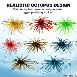 Bionic Octopus Soft Lure, Artificial Lures, Tpe Material, 3D Realistic Tentacles, Sinkable, Saltwater & Freshwater, Anti-Tear, Various Sizes, Fishing Baits
