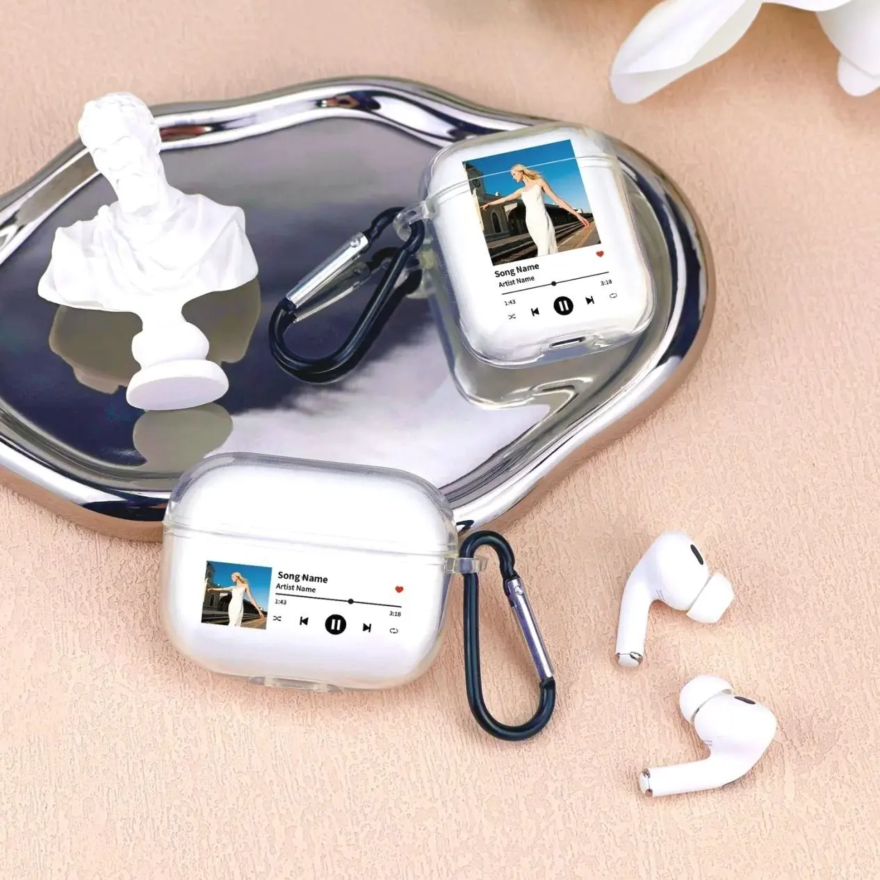 Custom Music Plaque AirPods Case, Album Cover for AirPods 1/2/3/4 Gen AirPods Pro 1/2/3, Personalized Photo Song Plaque Clear AirPods Cover