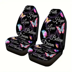 Skull Butterfly Design Car Seat Cover Set, Universal Fit for Front Seats, Durable & Stylish Auto Interior Accessory, Auto Seat Covers