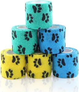 Vet Wrap Cohesive Bandages Bulk Self Adhesive Bandage for Dogs, Pet Animals & Ankle Sprains, 2 Inch x 5 Yards, Non-Woven, Breathable, Lightweight Healthcare Aid