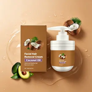 Facial Hair Removal Cream 100g – Gentle & Easy At-Home Hair Remover with Coconut Oil, Leaves Skin Smooth