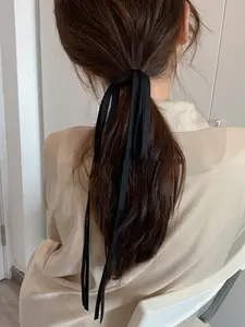 2-Pack Bow Long Hair Ties, Fashionable Cute Hair Elastic Bands, Women's Stylish Hair Accessories, Trendy Hair Jewelry