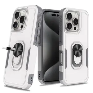 Shockproof Protective Case with Built-in Kickstand for iPhone 16, 16E, 16pro, 16promax, 16plus Upgraded Durable Soft TPU Case with Finger Ring Kickstand, 360 Degree Rotating Ring Grip Adjustable Smartphone Protective Phone Case