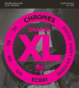 D'Addario ECB81 Chromes Bass Guitar Strings, Light, 45-100, Long Scale
