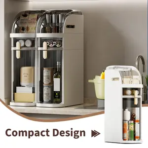 Slim Bathroom Storage Cabinet, Narrow Rolling Bathroom Floor Organizer with Drawers, Wheels, Handle & Toilet Paper Holder for Small Space, 2 Tiers