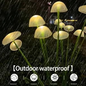 4/8PCS LED Solar Outdoor Jellyfish Swaying Lights Waterproof Garden RGB Mushroom Lawns Lamp for Patio Yard Garden Decoration