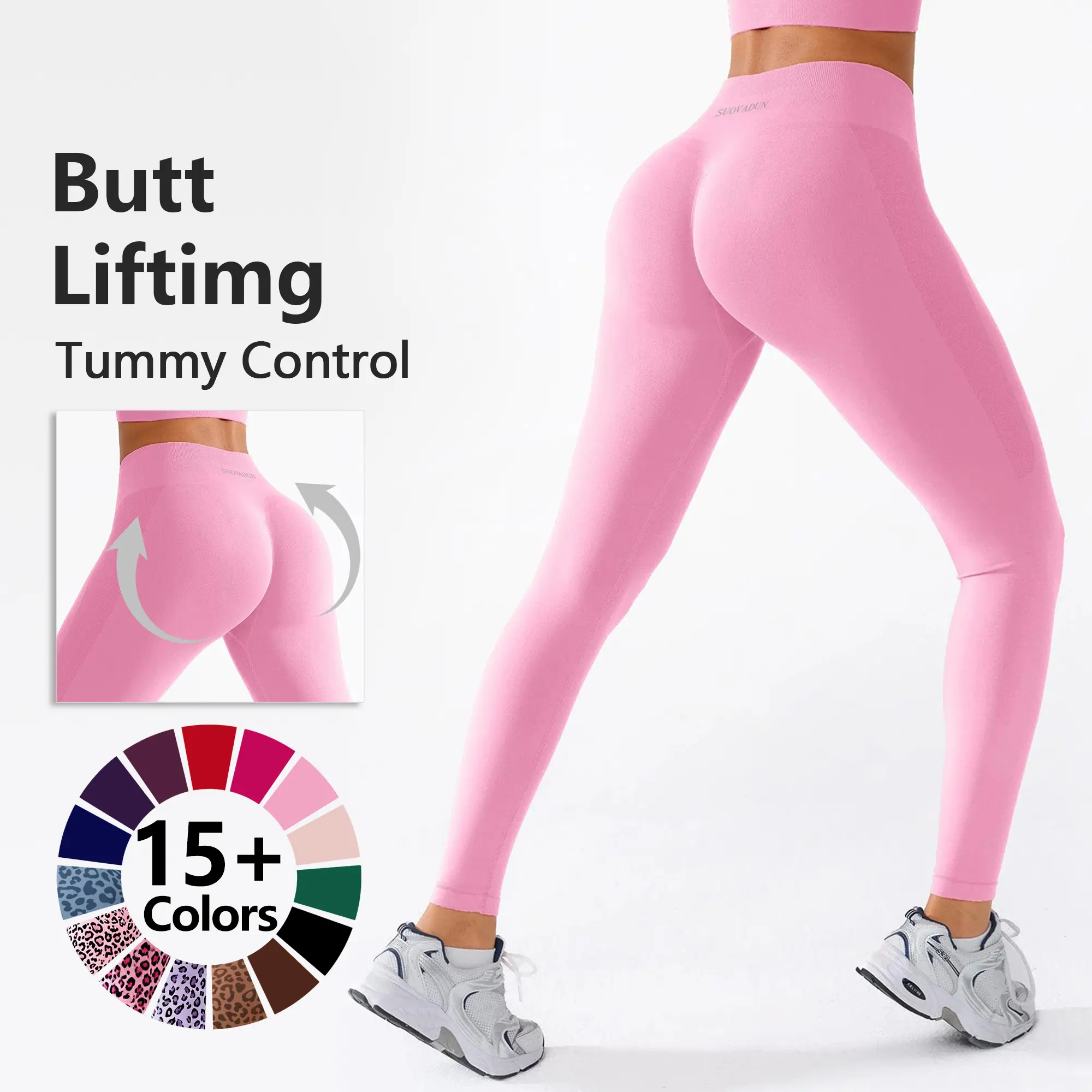 SUOVADUN Women’s High-Waisted Tummy-Control Leggings for Fitness, Pilates, and Yoga# outdoor yoga # butt lifting legging # solid fashion sweatpants # yoga pants # hip lifting # gym activity XSL26029