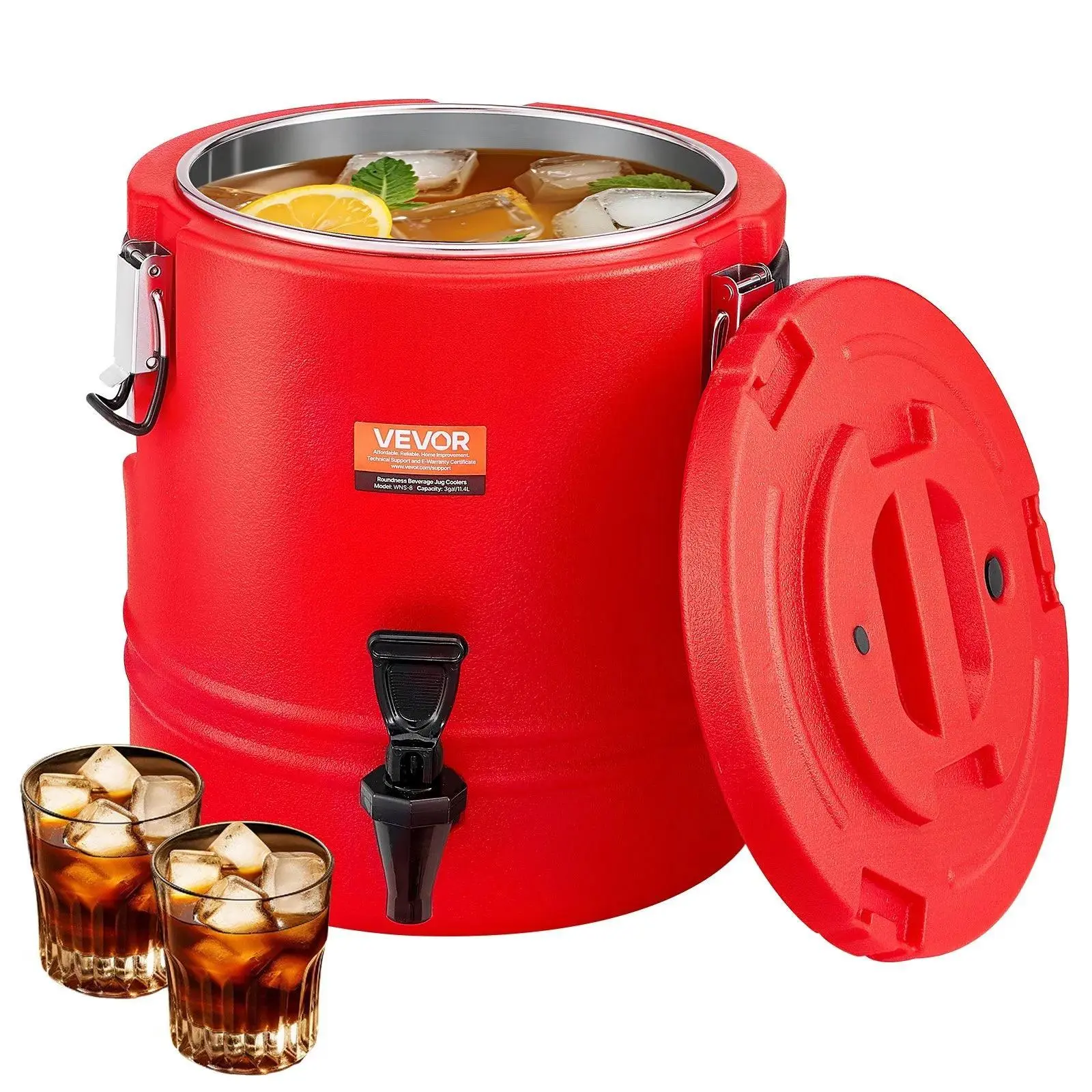 【Summerfinds】VEVOR Insulated Beverage Dispenser,  3 Gal/11.4L Thermal Hot and Cold Drink Server Dispenser with Spigot, Food-Grade Cooler Jug with 304 Stainless Steel Interior, for Tea Coffee Restaurant Outdoor