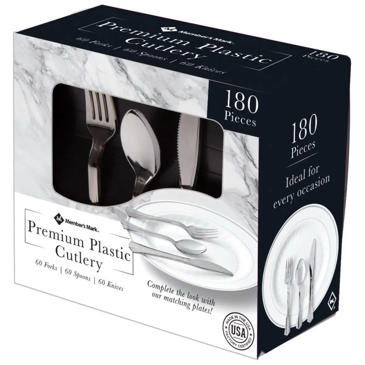 Premium Silver-Look Cutlery Combo (180 ct.) Premium Silver-Look Cutlery Combo (180 ct.)
