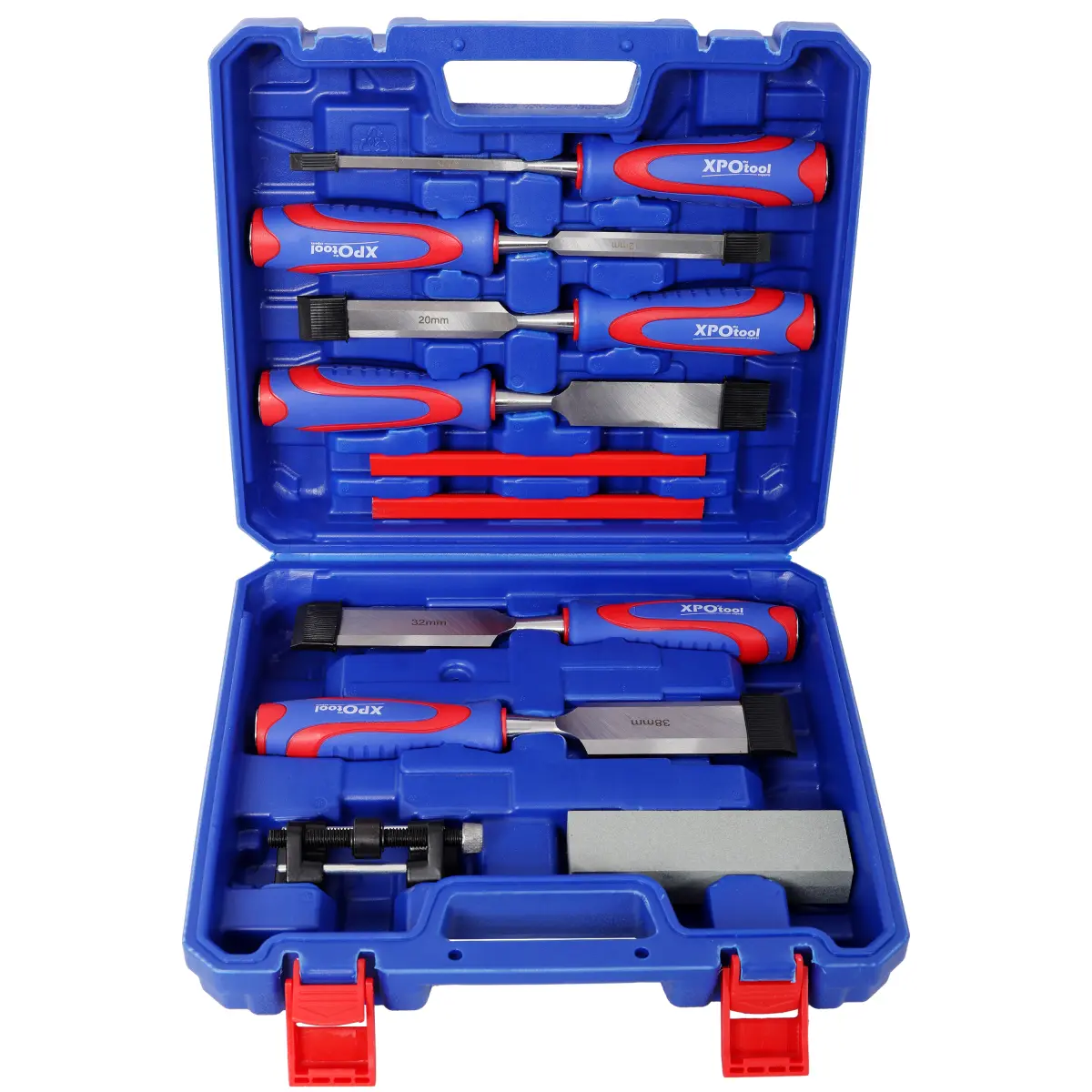 10Pcs Premium Wood Chisel Set – Includes 6Pcs Wood Chisels, 1 Honing Guide, 1 Sharpening Stone & 2 Carpenter Pencils, Heat-Treated Cr-V Alloy Steel Blades
