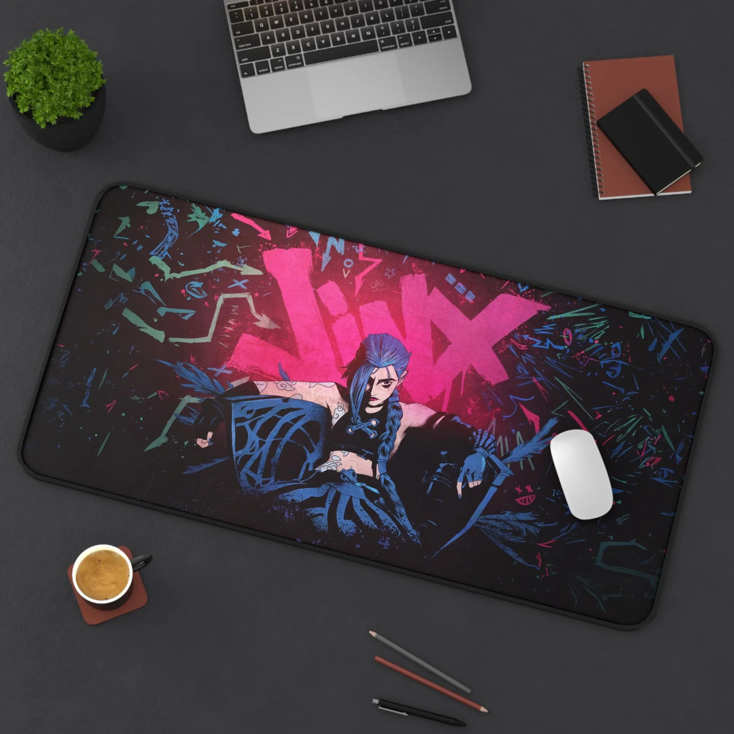 Jinx League Of Legends Desk Mat, Jinx LOLs Video Gaming Mouse Pad, Keyboard Mat, LoLs Jinx Desk Mat For Office, Gift For Gamer