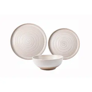 Collins Cream Stoneware 12-Piece Dinnerware Set Clay Cutlery