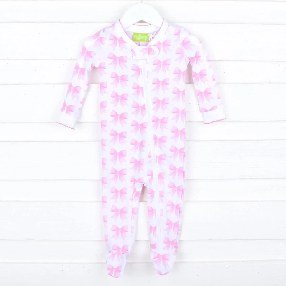 Pink Bow Zip Sleeper for Baby and Toddler Girls - Soft & Comfortable Cotton Knit