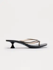 Women's Plain Mimosa Thong Heeled Sandals - 1.5" Low Kitten Heels, Summer Casual Shoe, Women's Heels Footwear