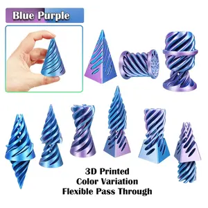 3D Printed Fidget Ornaments Set (3 Pcs, Cone Shape) - Spiral Pyramid Desk Additions with Bendable Cones, Soft Vibrant Hues, Stress Relief for Home/Office, Great Gift for Teens & Adults, 3d printed stuff