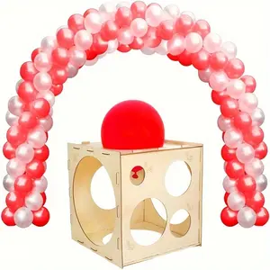 DIY Wooden 9-Hole Balloon Measuring Box, Detachable, for Opening Ceremony, Wedding, Birthday Party Decoration, Balloon Size Measuring Box