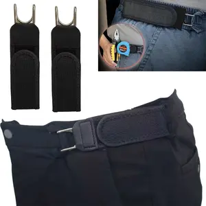 Tactical Metal Hook Elastic Belts No Buckle Invisible Belt Buckle Suitable for Casual  No Buckle Elastic Belt for Women & Men, Stretch Waist Belt with Metal Hook, Adjustable Nylon Belt for Jeans, Dresses & Outdoor Use