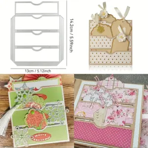 Layered Storage Card Holder Metal Cutting Die, Includes Layered Slots, Decorative Borders & Artistic Border, Fits Various Cutting Machines, Scrapbooking, DIY Handmade Tool, Diy Craft Tool