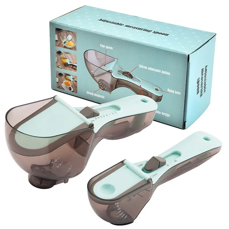 Adjustable Battery-Free Baking Measuring Spoon, Kitchen Adjustable Measuring Spoon, Magnetic Measuring Spoons and Cups Set, Easy to Precise Measuring Spoon (large+small)