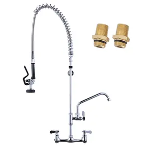 WOWOW Commercial Sink Faucet with Sprayer: 36 Inches Commercial Kitchen Faucet Chrome with 8 Inches Adjustable Center