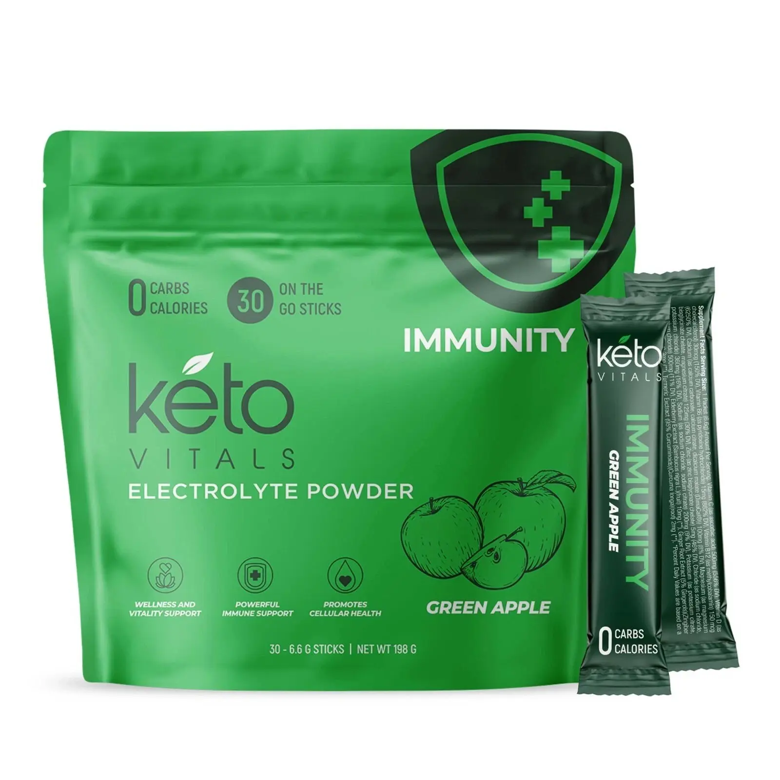 Keto Vitals Immunity Keto Electrolyte Powder - Boost Your Immune System - 30 CT