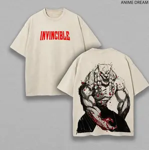Battle Beast Invincble Anime Double Printed Vintage Graphic Tee Unisex Heavyweight Cotton T-shirt for Anime Fans